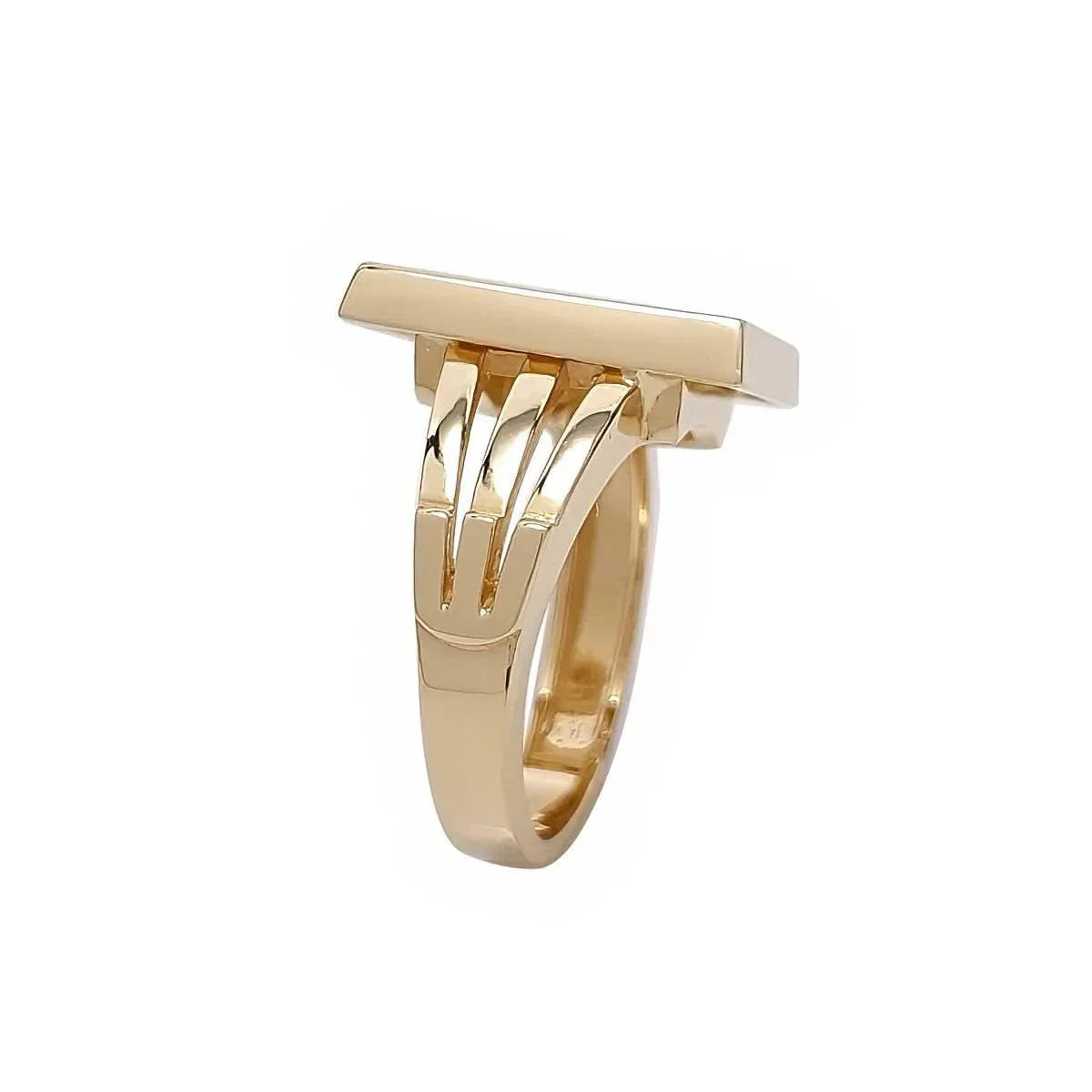 14K Gold Rectangular Ring Hoshen Stones with Gemstones - bluewhiteshop