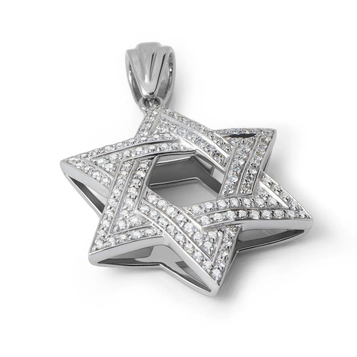 14К White and Yellow Gold Star of David Pendant with 126 Diamonds - bluewhiteshop