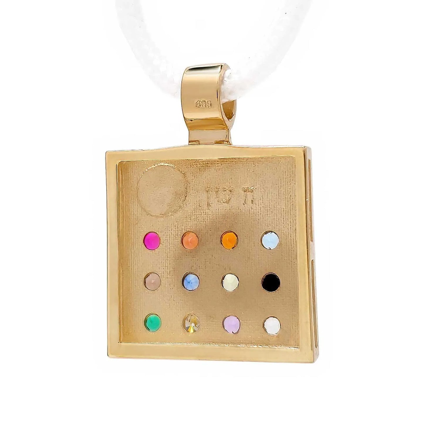 14K Yellow Gold Square Necklace Hoshen Stones with Gemstones - bluewhiteshop