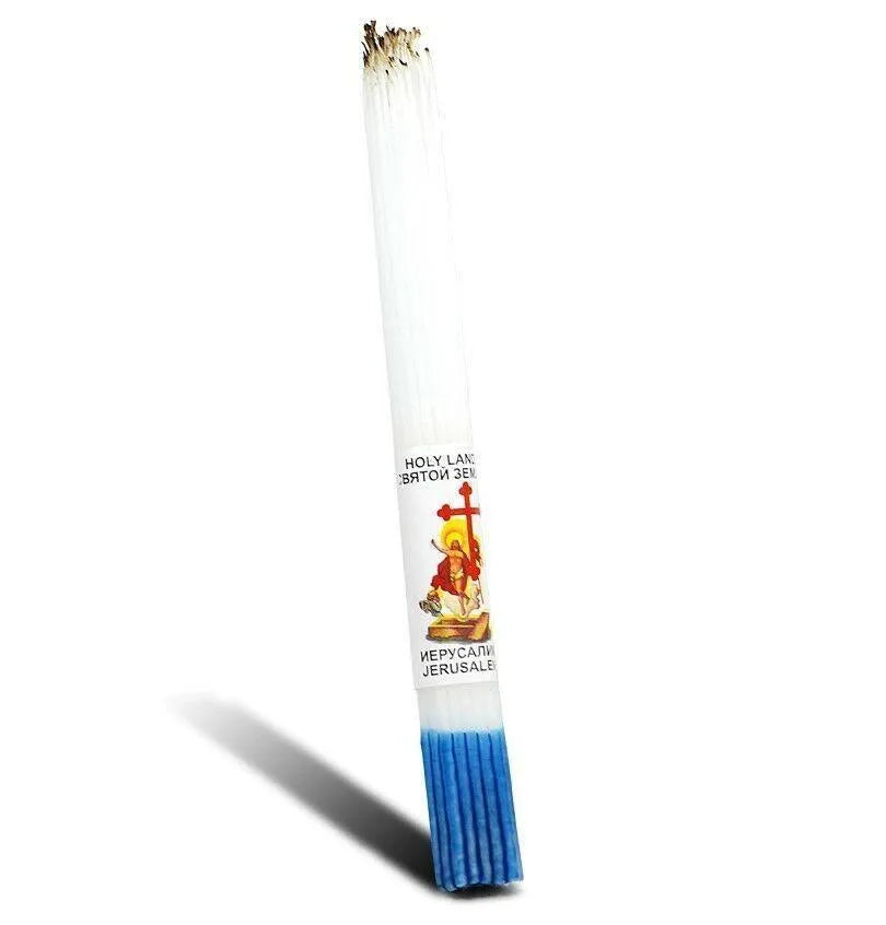 33 Thin Jerusalem Paraffin Candles Lit from Holy Fire Blessed in Jesus Church - bluewhiteshop