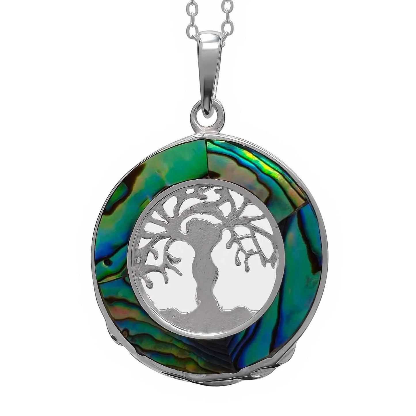 925 Silver Tree of Life Pendant with Abalone Shell - bluewhiteshop