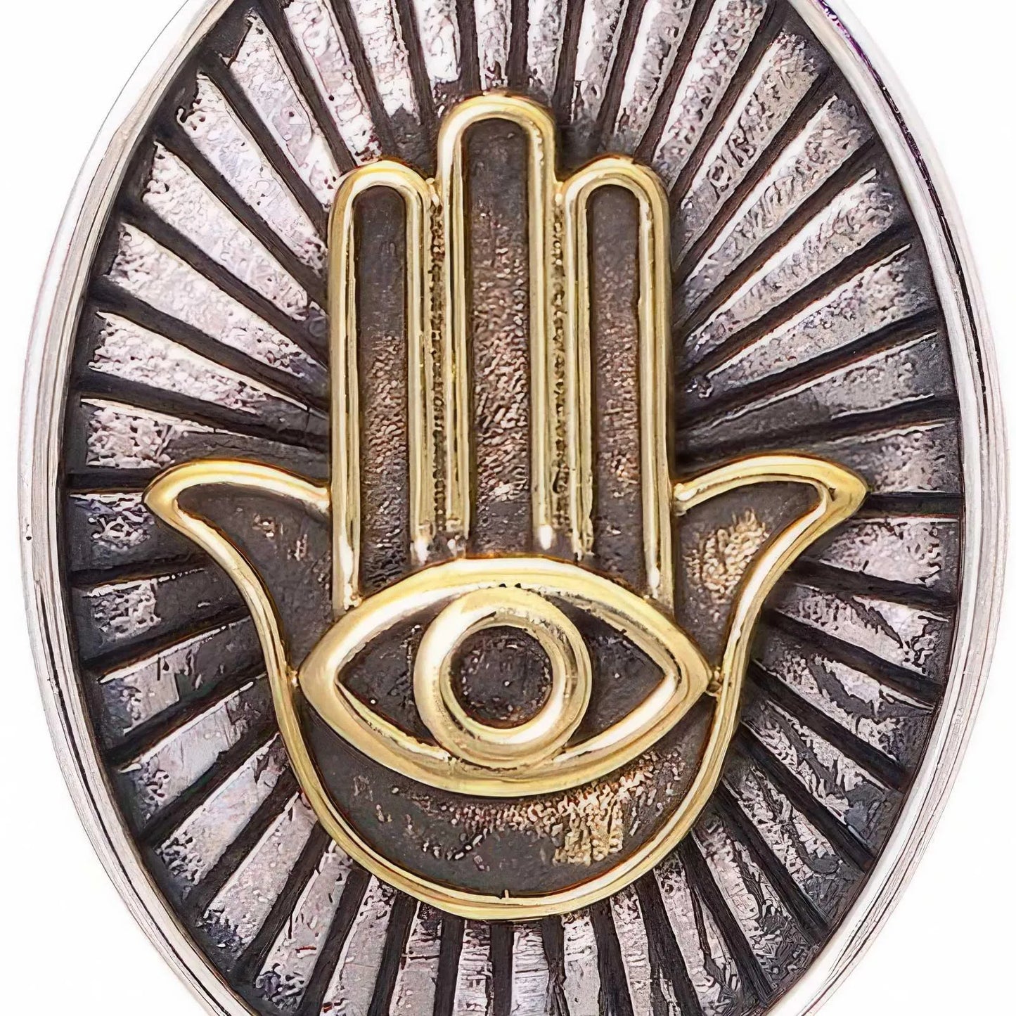 925 Sterling Silver and Brass Hamsa Necklace - bluewhiteshop