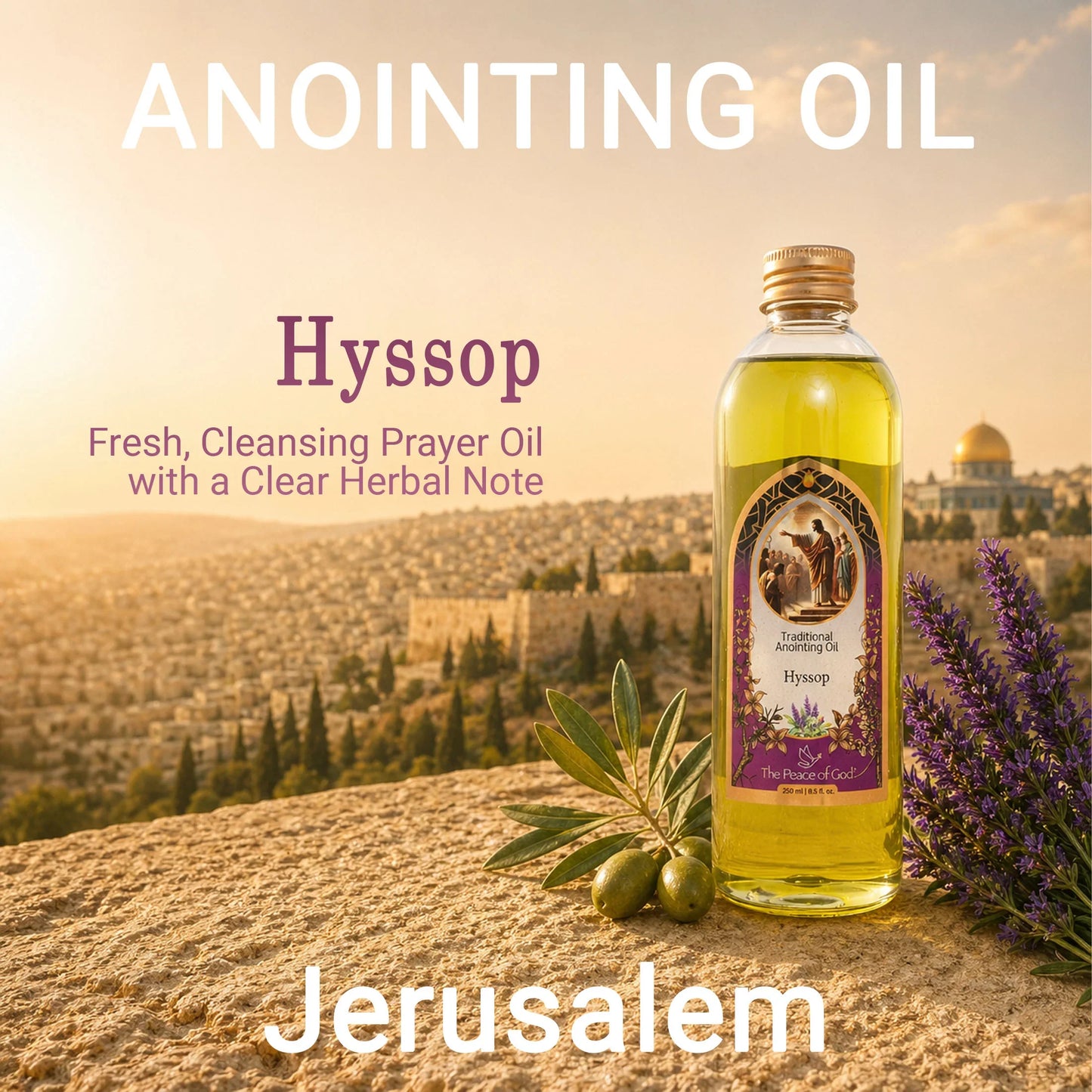 Anointing Oil Hyssop 250ml – Fresh, Cleansing Prayer Oil with a Clear Herbal Note