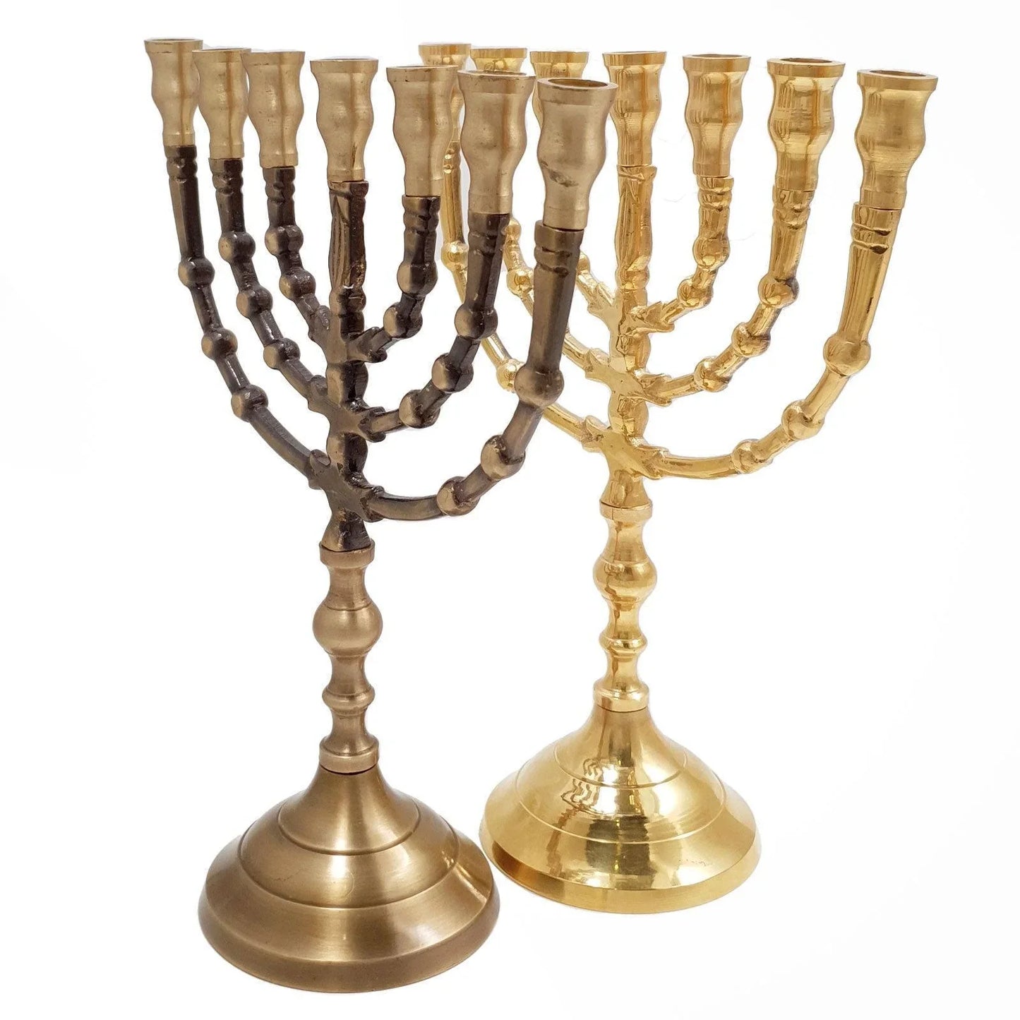 Classic 7 Branched Temple Menorah 9,2 inch from Jerusalem Bronze - bluewhiteshop