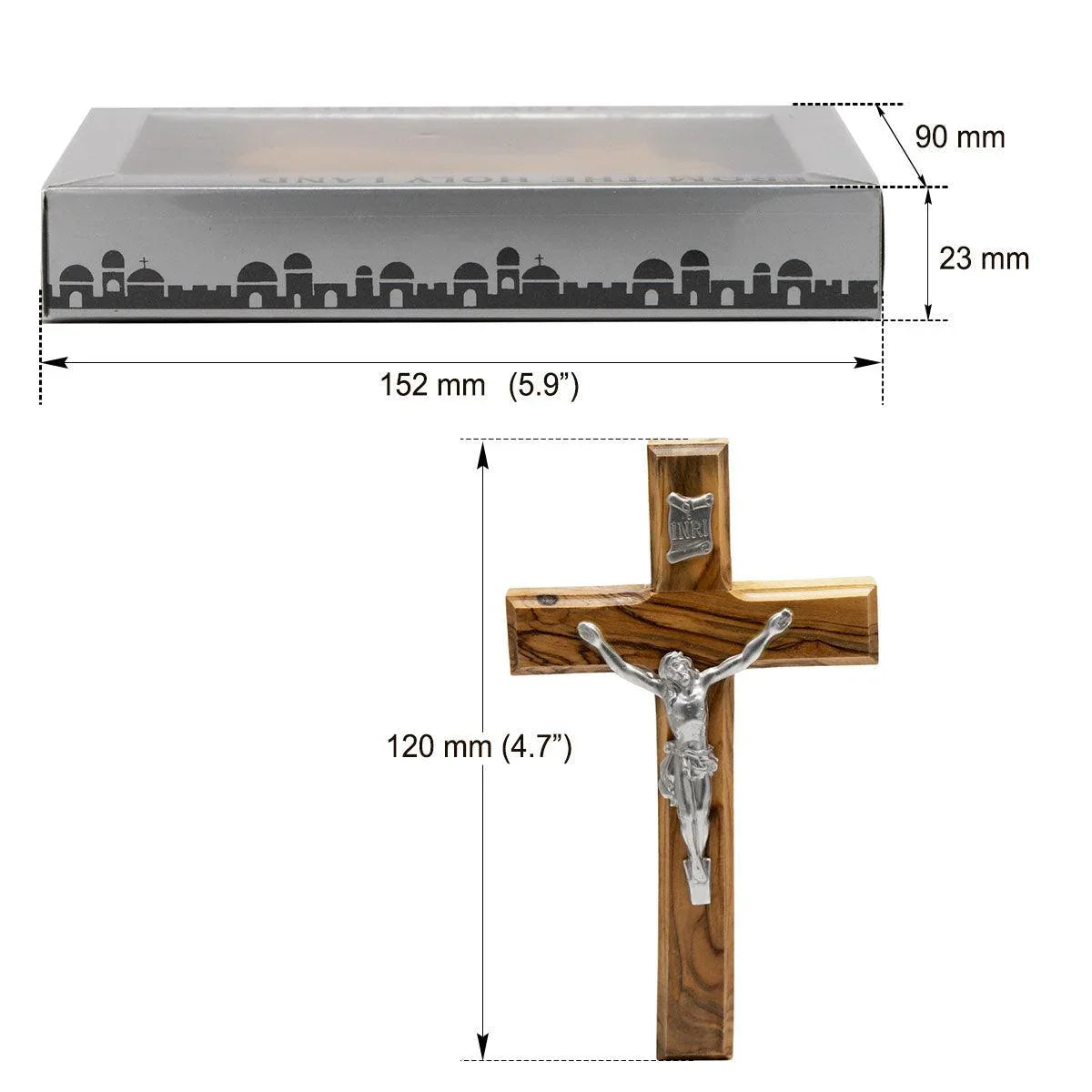 Genuine Olive Wood Holding and Wall Crucifix from Holy Land - bluewhiteshop