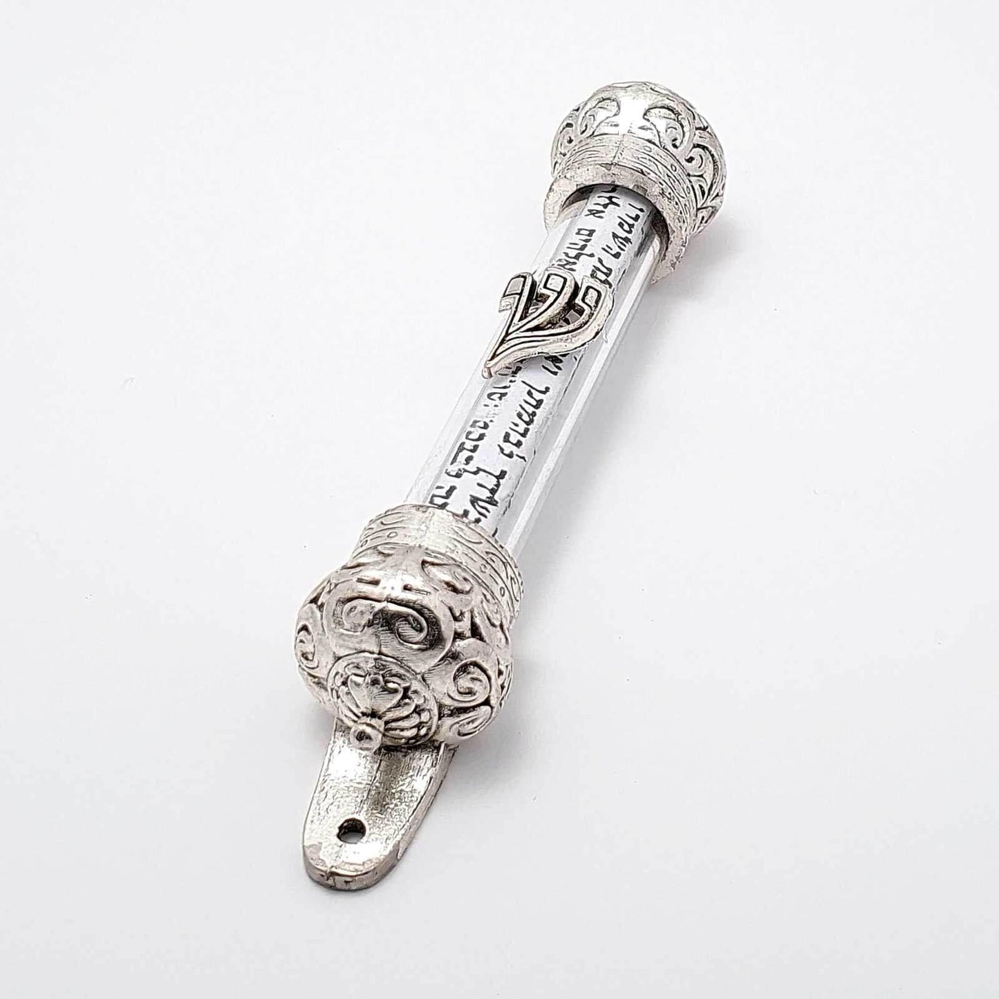 Glass Door Mezuzah with NON Kosher Scroll Silver - bluewhiteshop