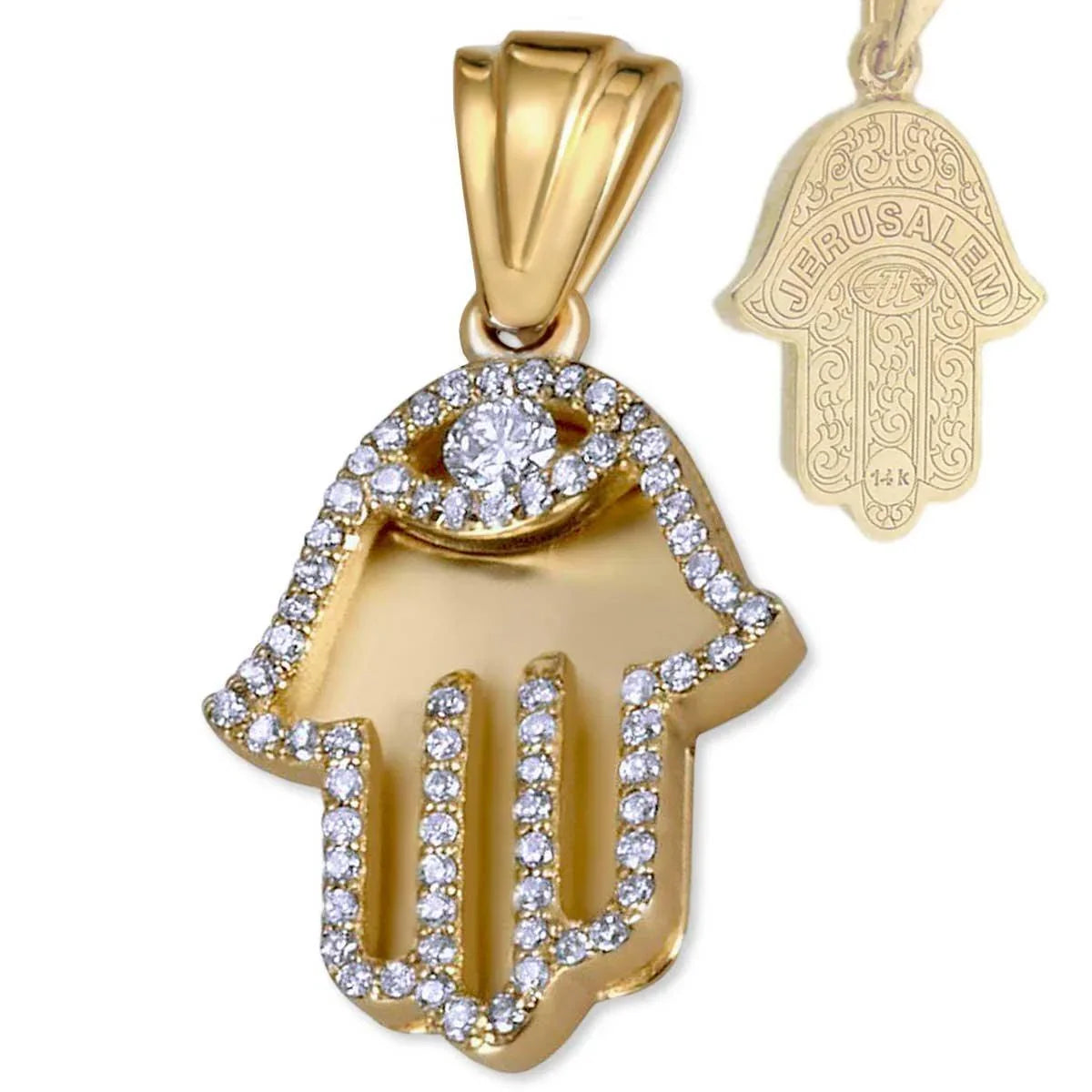 Hamsa Pendant Gold 14K With 69 Diamonds Jewelry by Anbinder - bluewhiteshop
