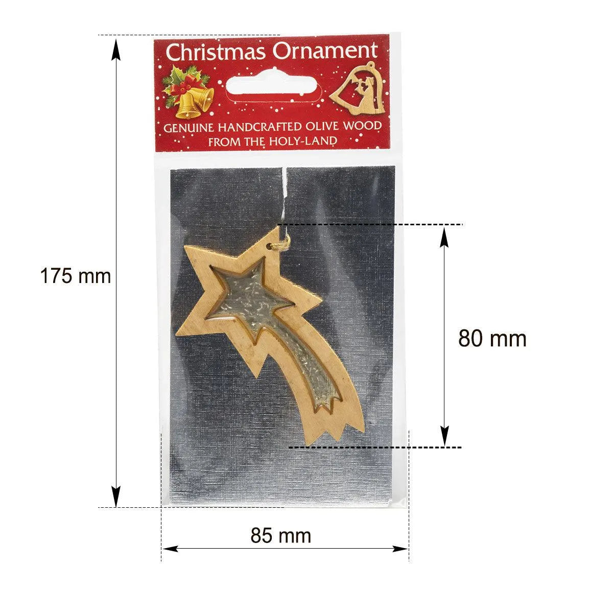 Handcrafted Olive Wood Christmas Ornament Star of Bethlehem (white) - bluewhiteshop