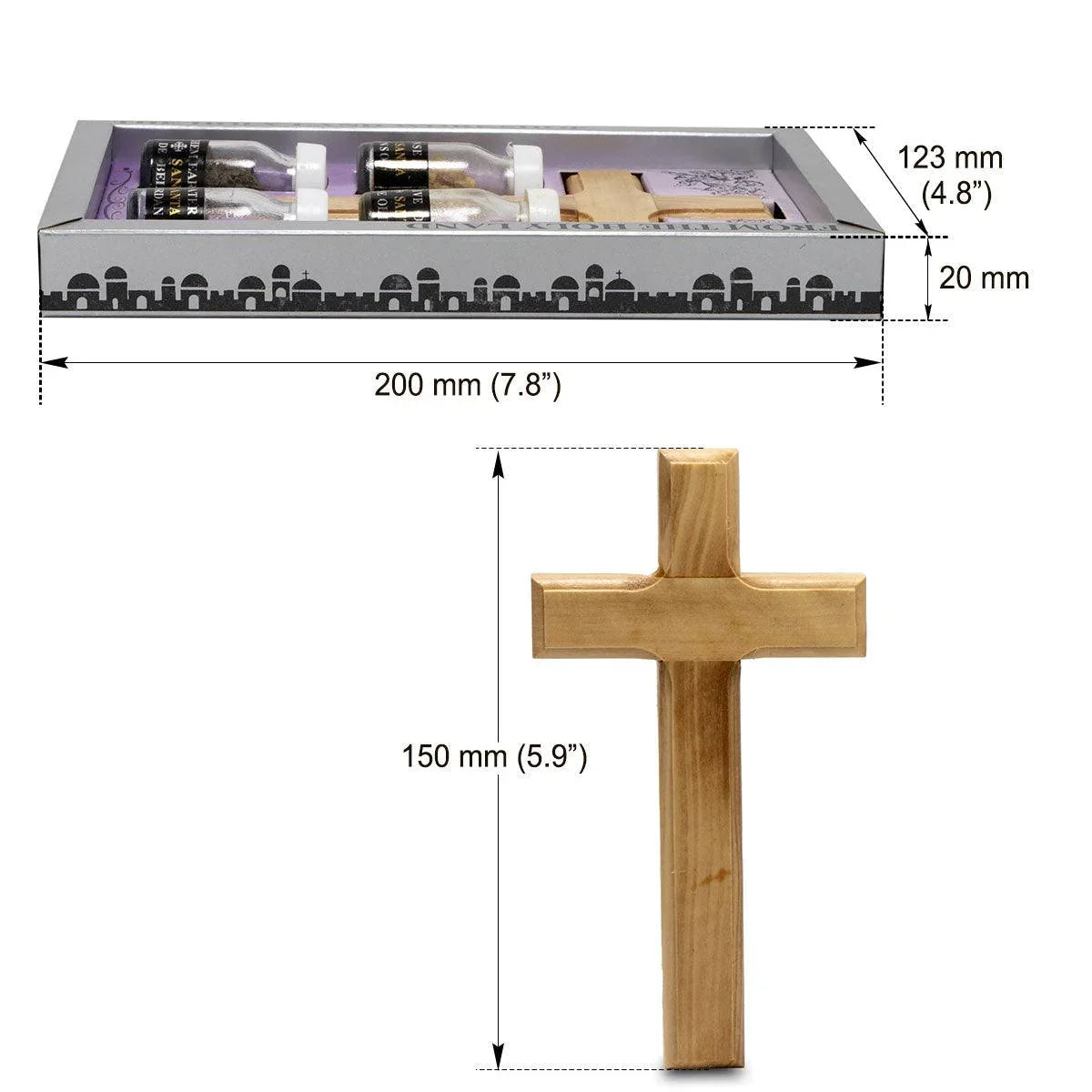 Home Blessing Set 5 Units from Holy Land, Jerusalem - Crucifix 6 inch - bluewhiteshop