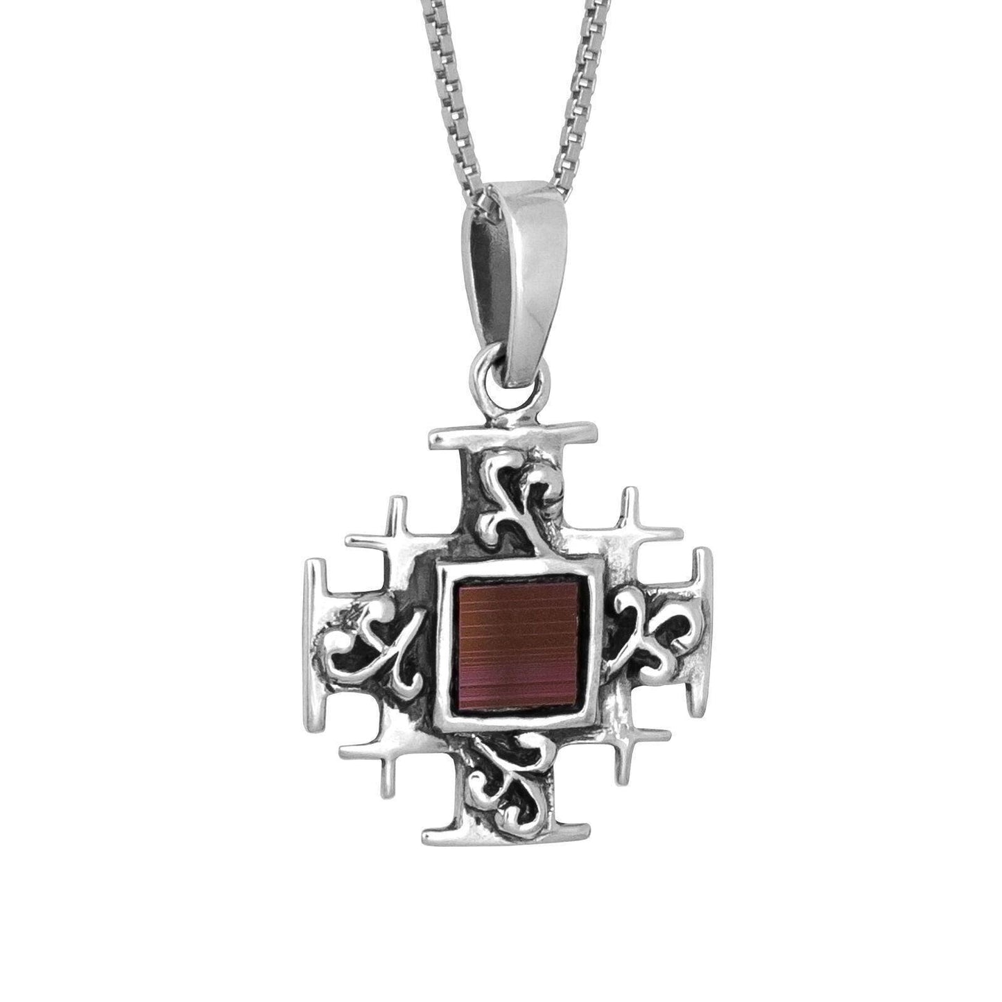 Jerusalem Cross with Nano Bible New Testament Pendant Necklace Silver 925 - bluewhiteshop
