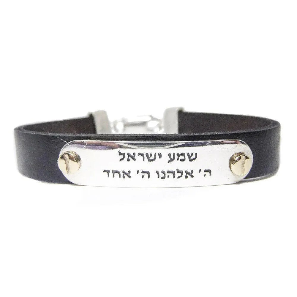 Kabbalah Men's Bracelet Ana Bekoach Leather Silver 925 - bluewhiteshop