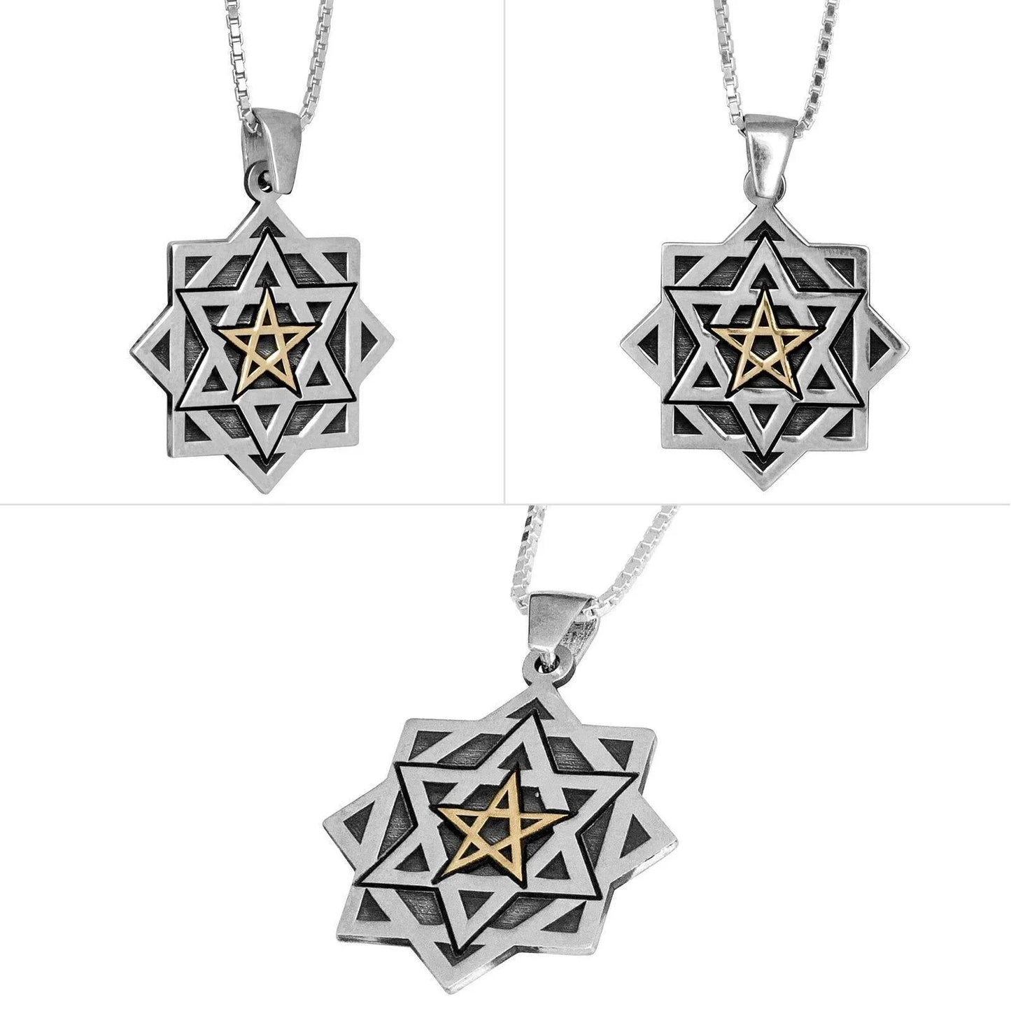 Kabbalah Pendant Magen david Eve’s Rectification Tikun Hava Sterling Silver Gold - bluewhiteshop