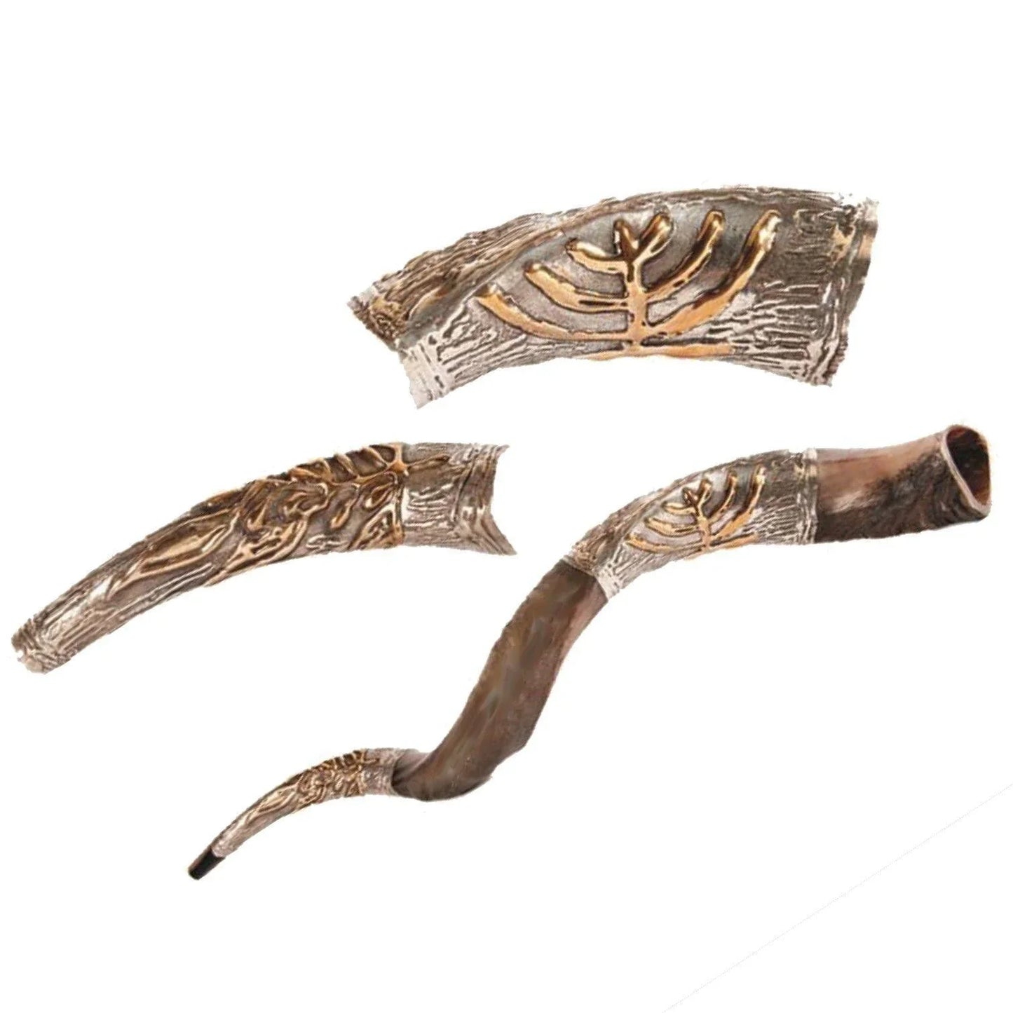 Natural Kosher Silver Plated Yemenite Shofar Kudu Horn 80-89 cm - bluewhiteshop
