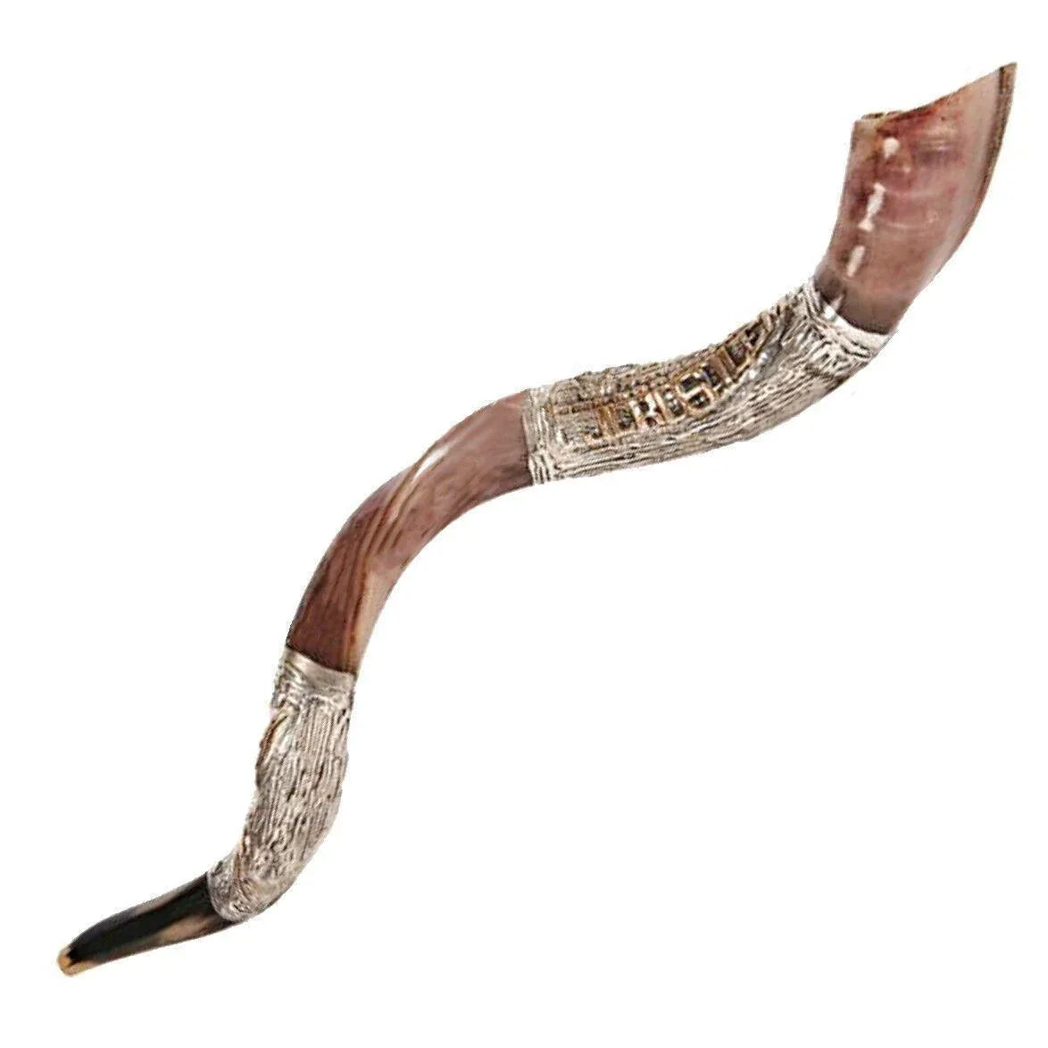Natural Kosher Silver Plated Yemenite Shofar Kudu Horn (90-99 cm) - bluewhiteshop