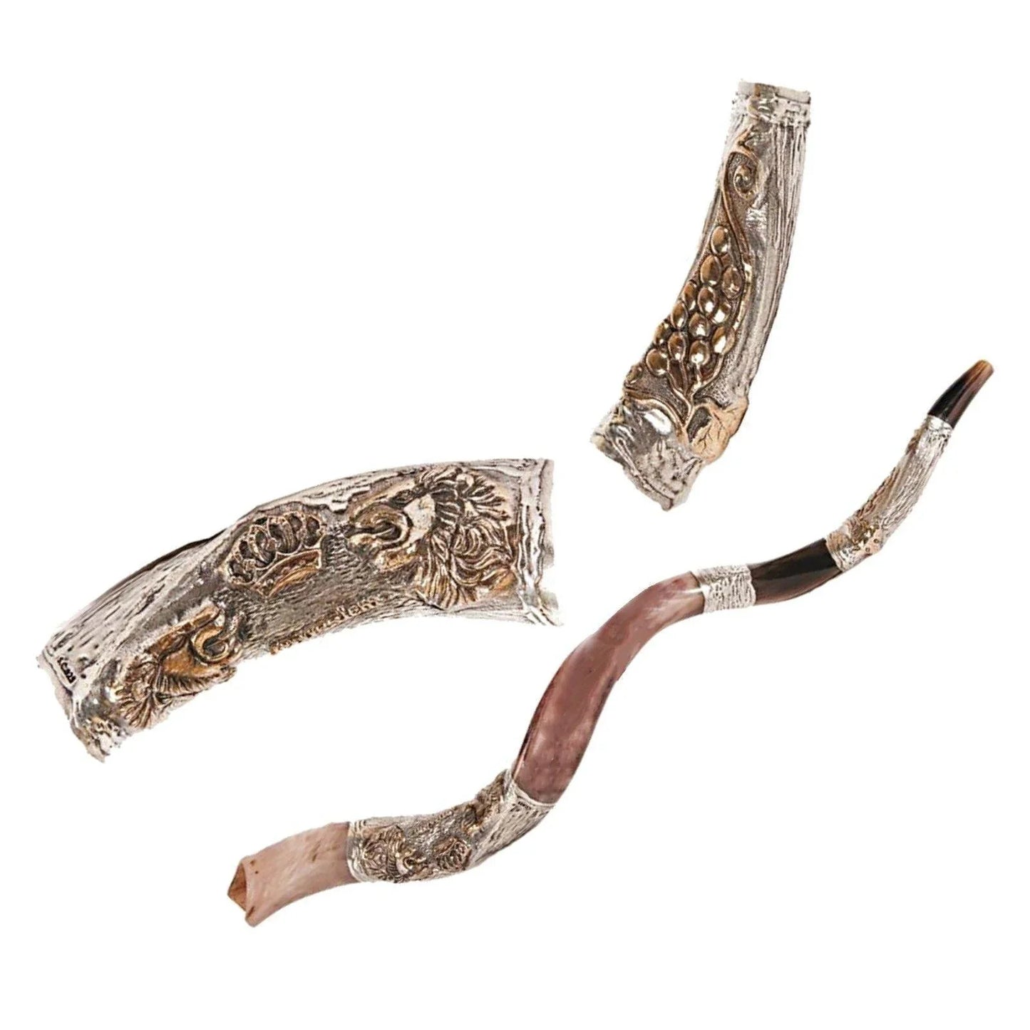 Natural Kosher Yemenite Shofar Kudu Horn Silver Plated 100-109 cm - bluewhiteshop