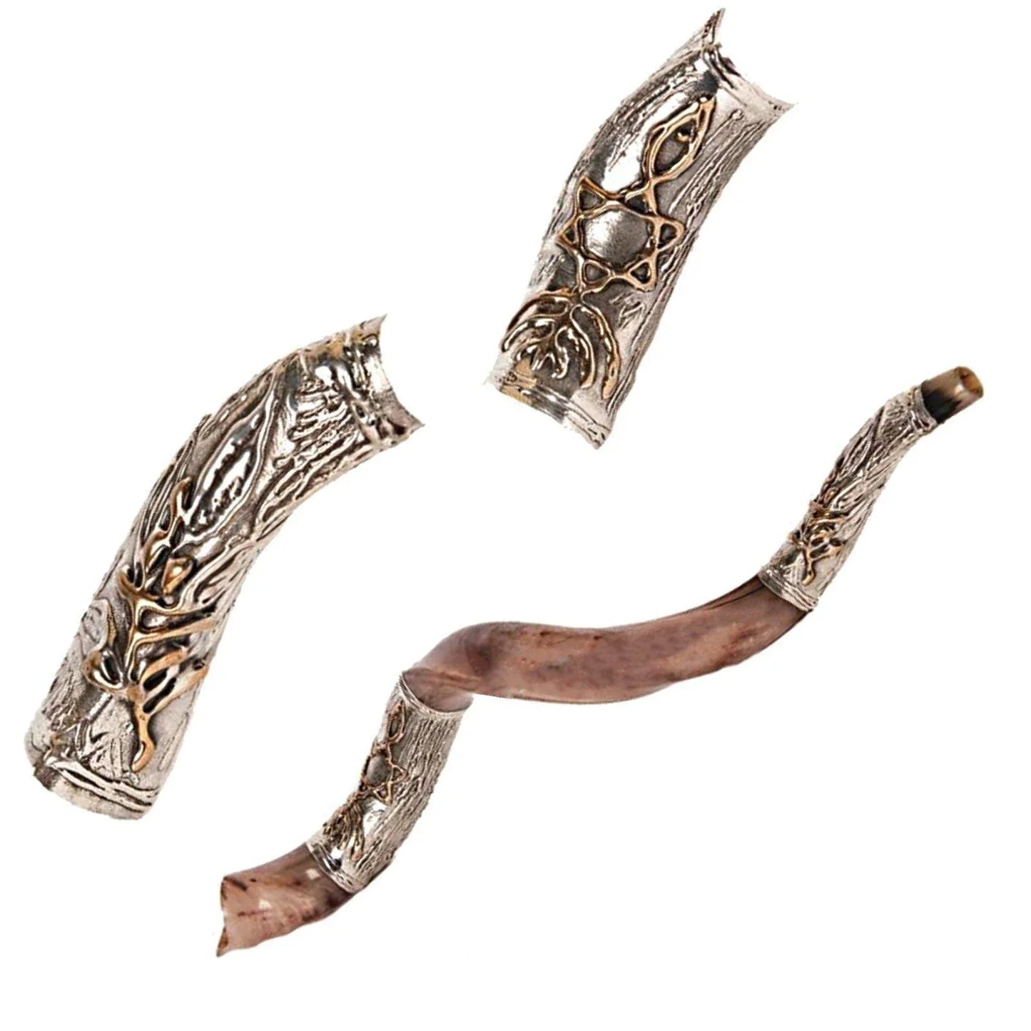 Natural Kosher Yemenite Shofar Kudu Horn Silver Plated 100-109 cm - bluewhiteshop