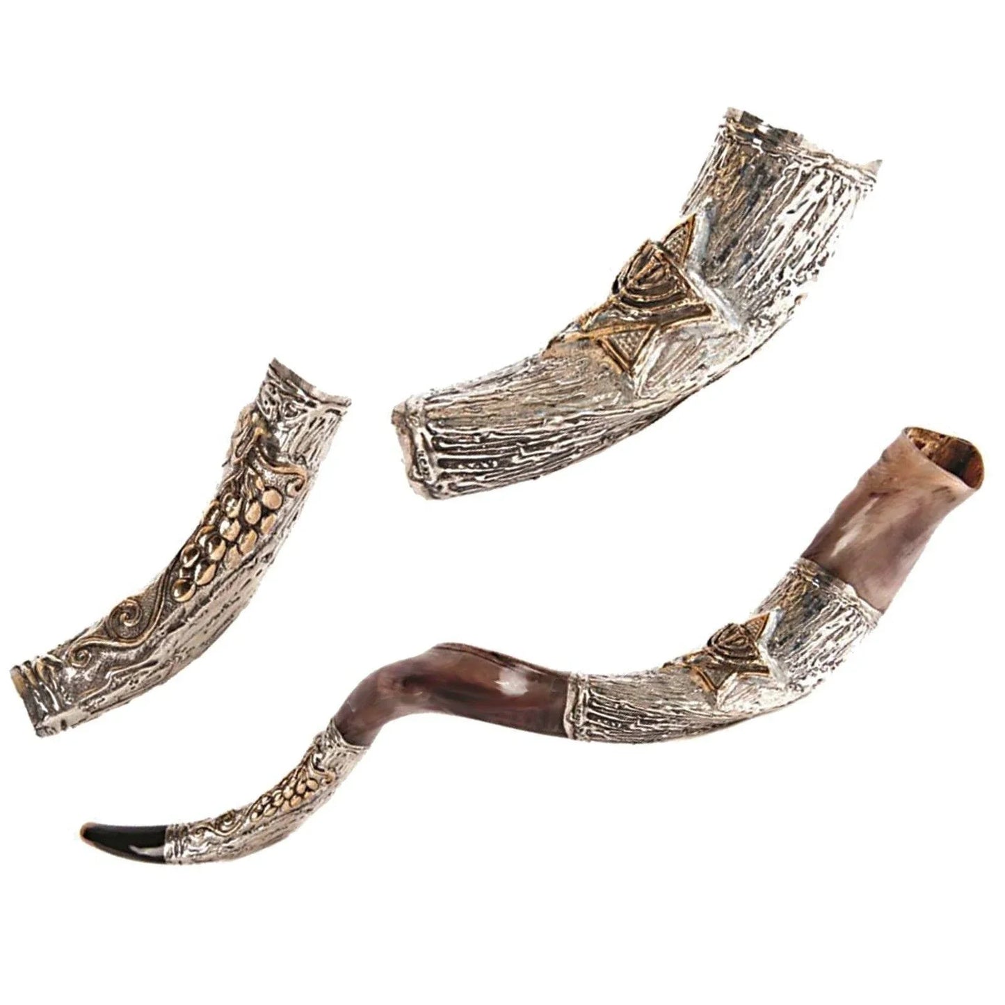 Natural Kosher Yemenite Shofar Kudu Horn Silver Plated 70-79 cm Israel - bluewhiteshop