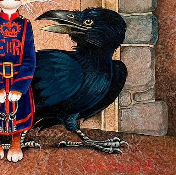 Painting Tower Guard 50x60cm Acrylic on Rice Paper by A. Ishchenko - bluewhiteshop