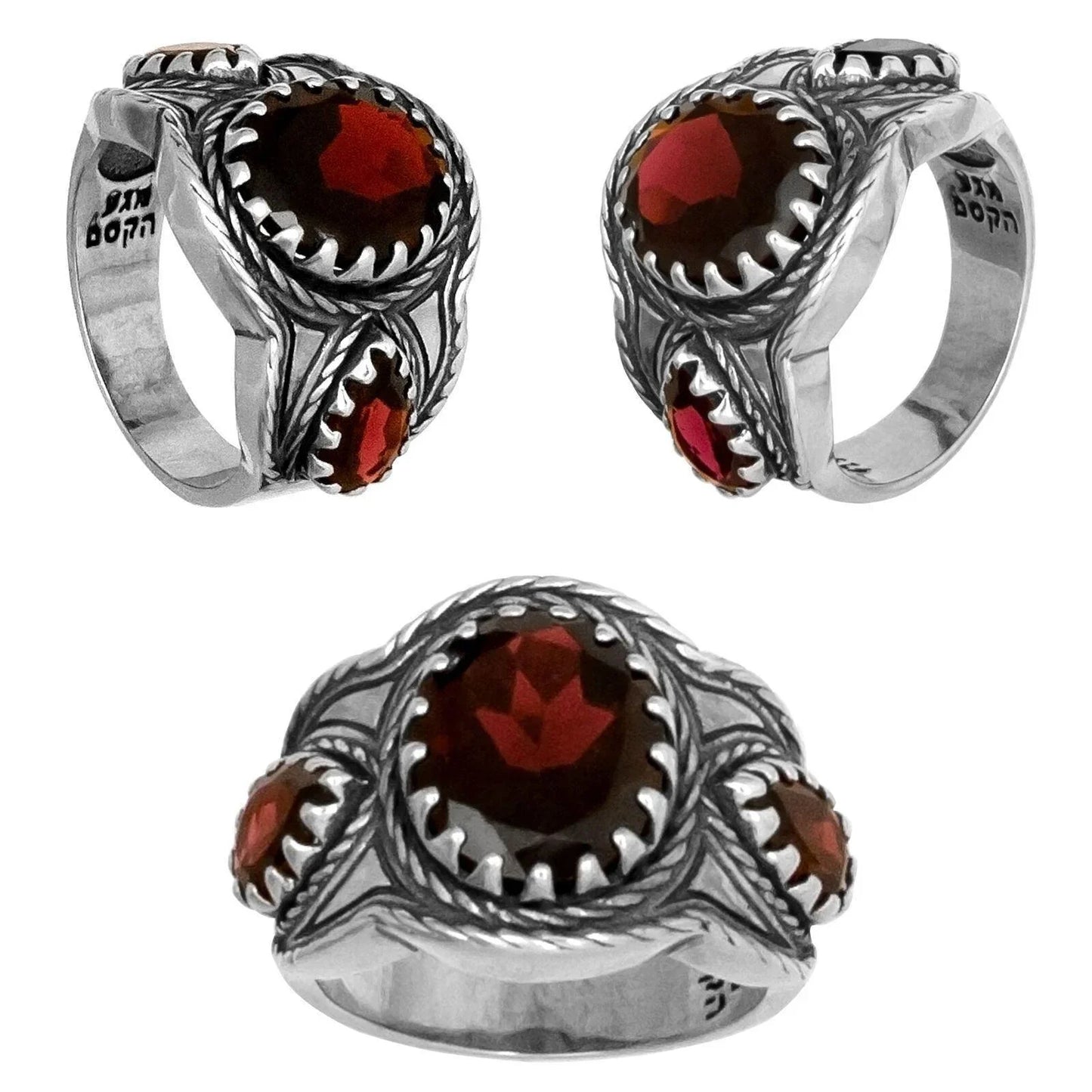 Ring Natural Wine Red Garnet Gemstone Sterling Silver Jewelry - bluewhiteshop