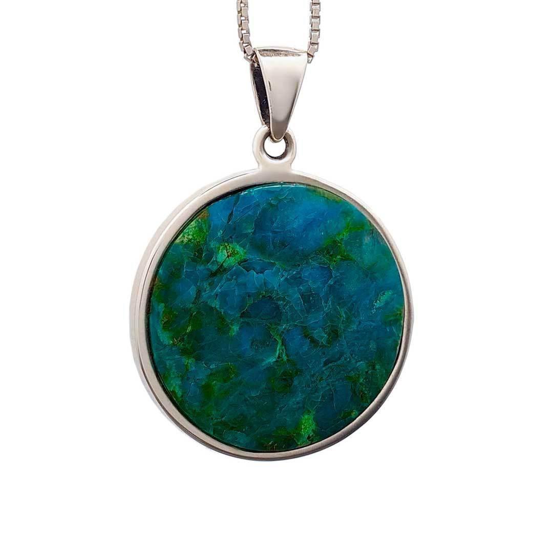 Silver Jerusalem Cross Round Necklace with Nano Bible w/ Eilat Stone - bluewhiteshop