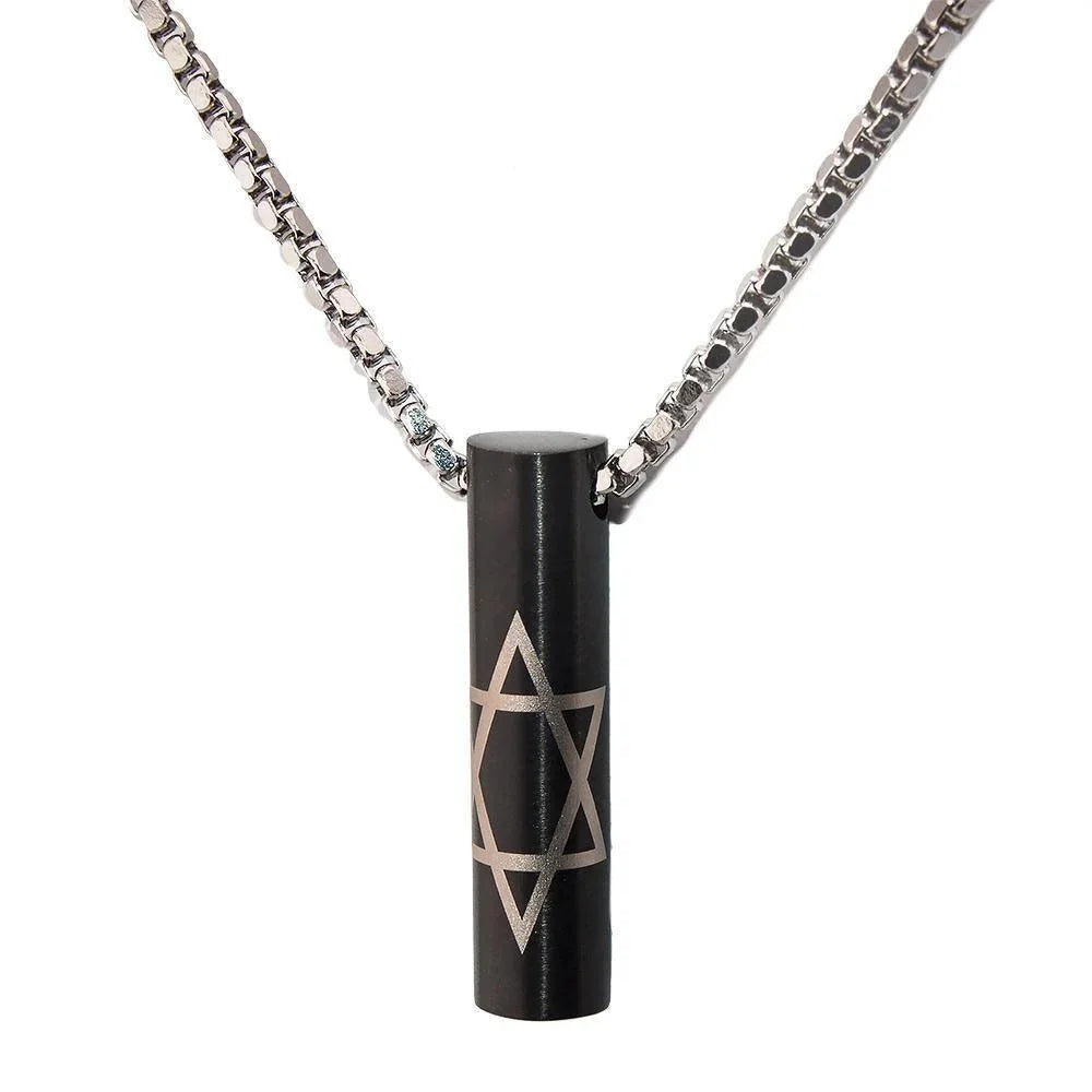 Stainless Steel Pendant with Star of David Jewish Jewelry - bluewhiteshop