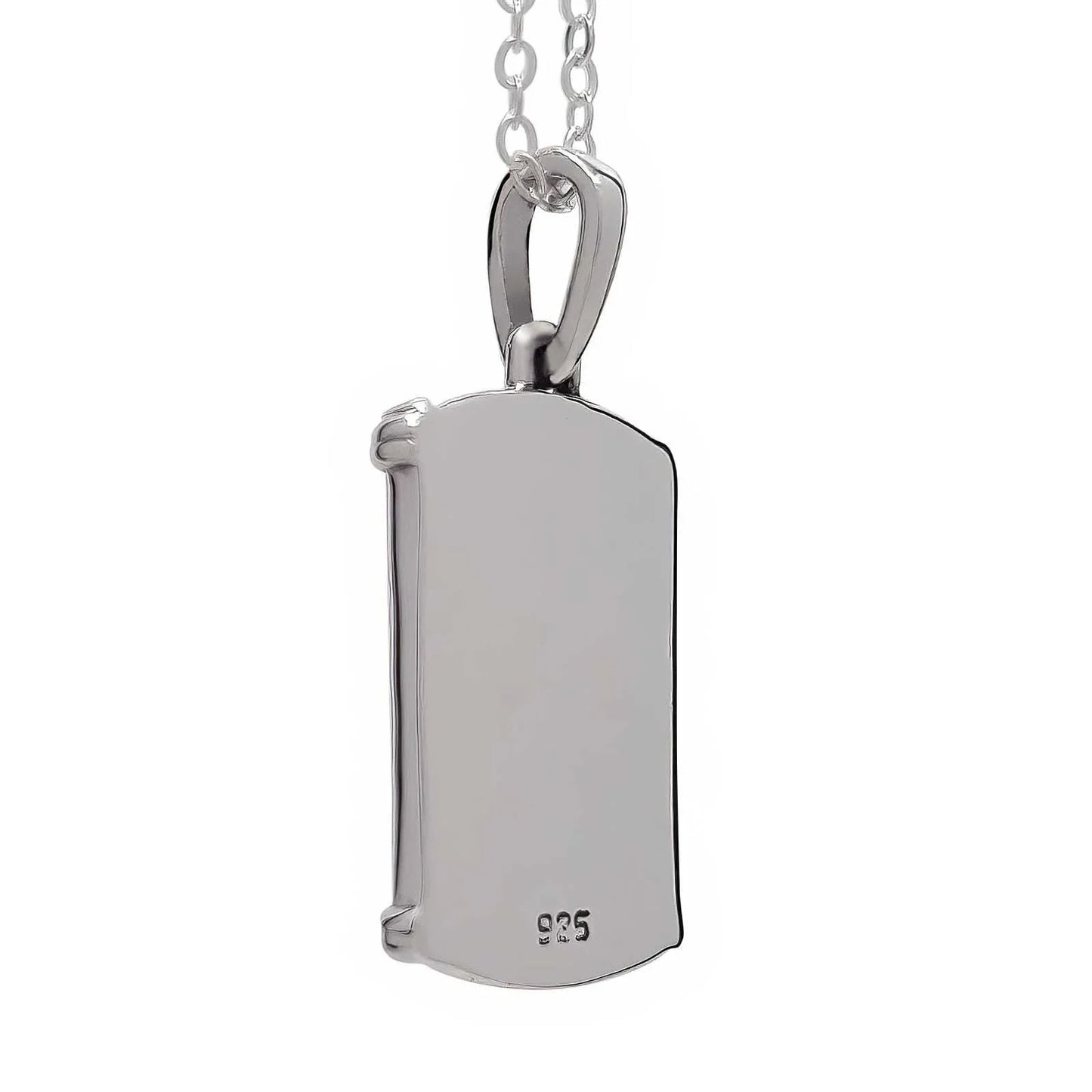 Sterling Silver Oxidized Star Of David Tag Necklace - bluewhiteshop