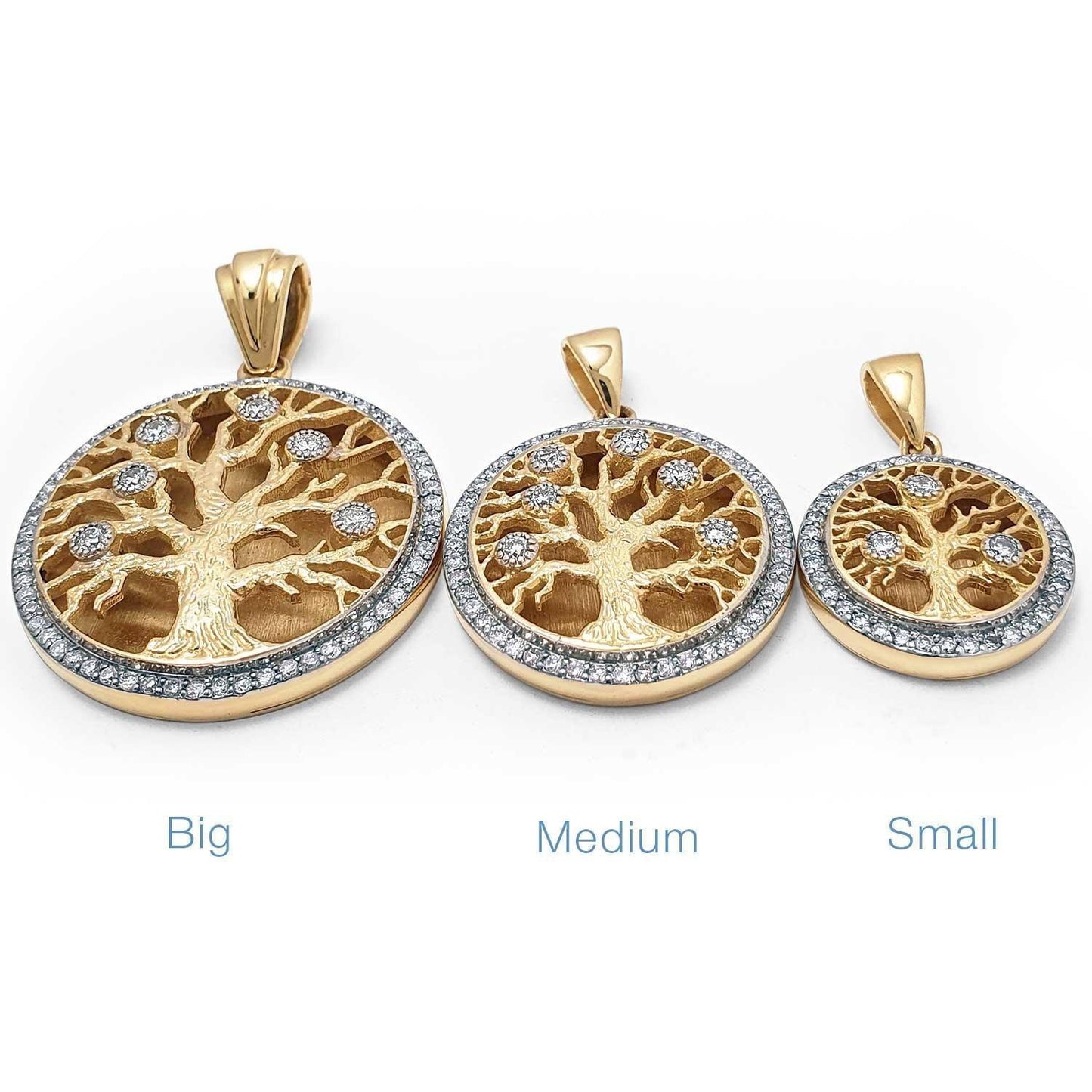 Tree of Life Diamond Necklace from Jerusalem 14K Gold Israel Jewelry - bluewhiteshop