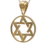 14KGoldInterlockingStarofDavidRoundPendant - bluewhiteshop