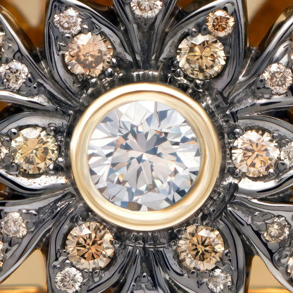 14K Gold Star of David Pendant with Champagne Diamonds Desert Bloom close up