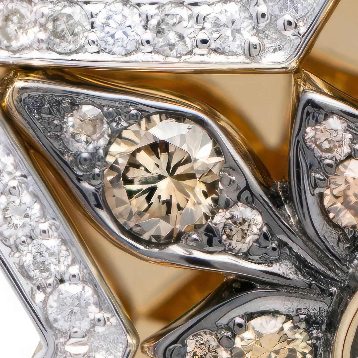 14K Gold Star of David Pendant with Champagne Diamonds Desert Bloom close up