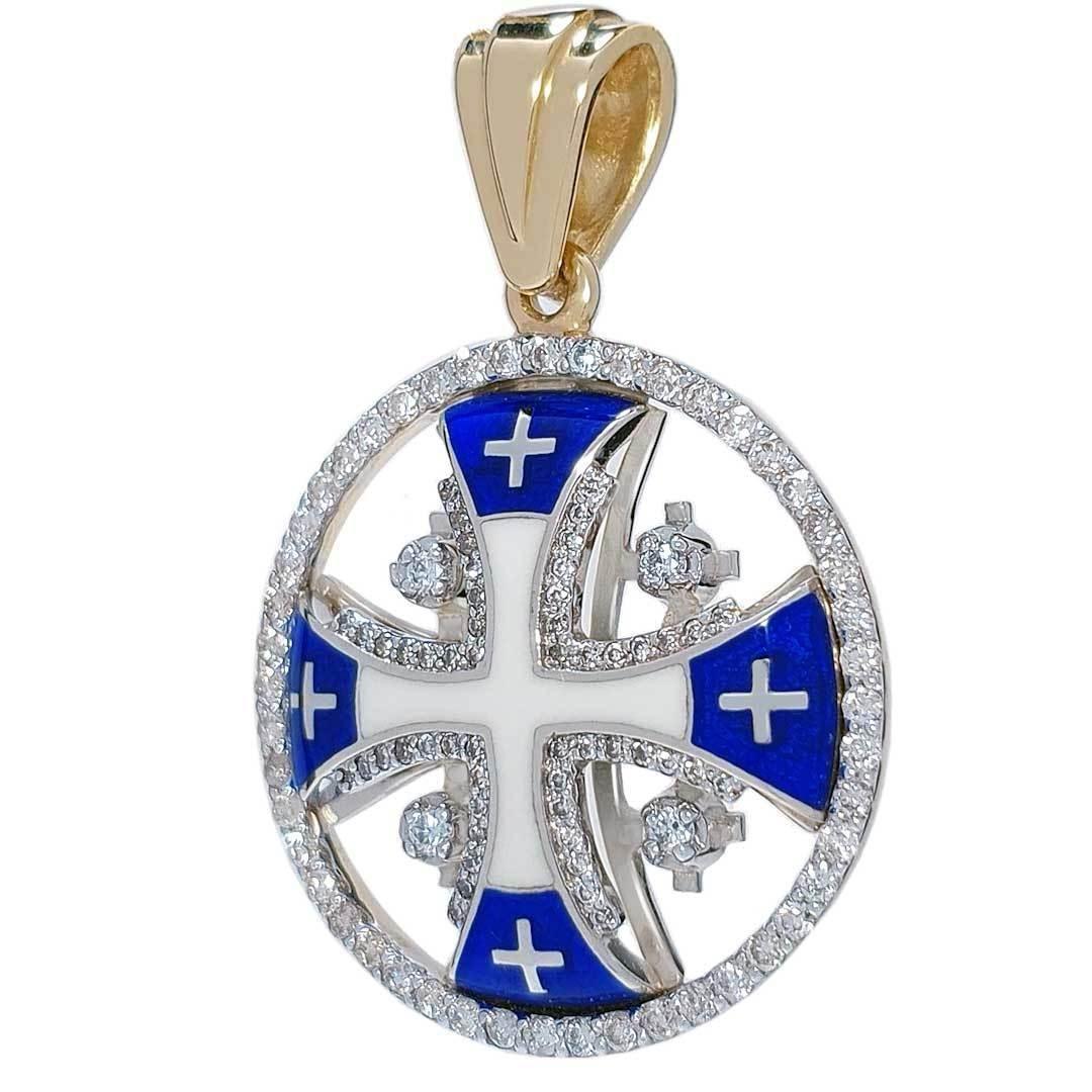 14k-gold-diamond-circle-necklaces-jerusalem-cross-6-variants-of-color-1-22813790240823 - bluewhiteshop