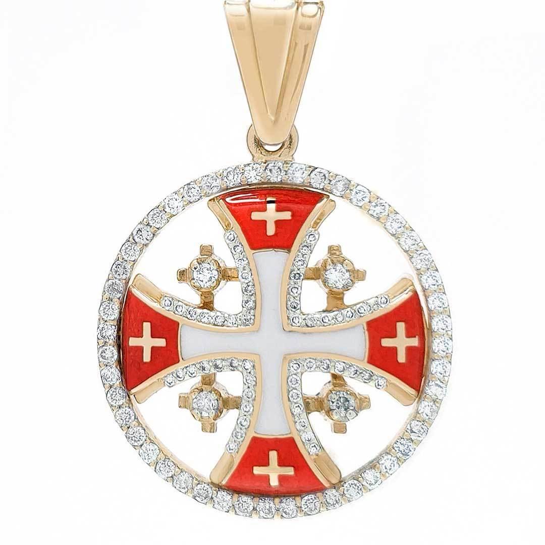 14k-gold-diamond-circle-necklaces-jerusalem-cross-6-variants-of-color-5 - bluewhiteshop