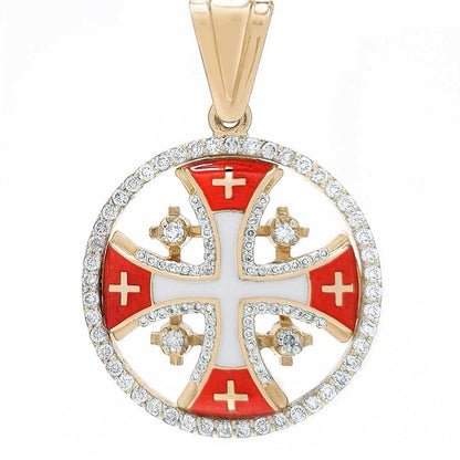 14k-gold-diamond-circle-necklaces-jerusalem-cross-6-variants-of-color-5 - bluewhiteshop