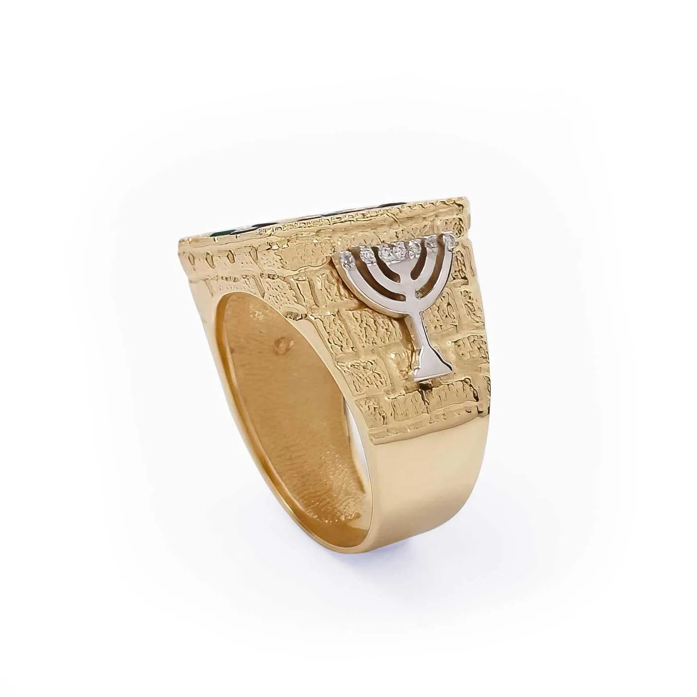 14K Gold Men's Signet Ring Hoshen Stones with Gemstones and Diamonds - bluewhiteshop