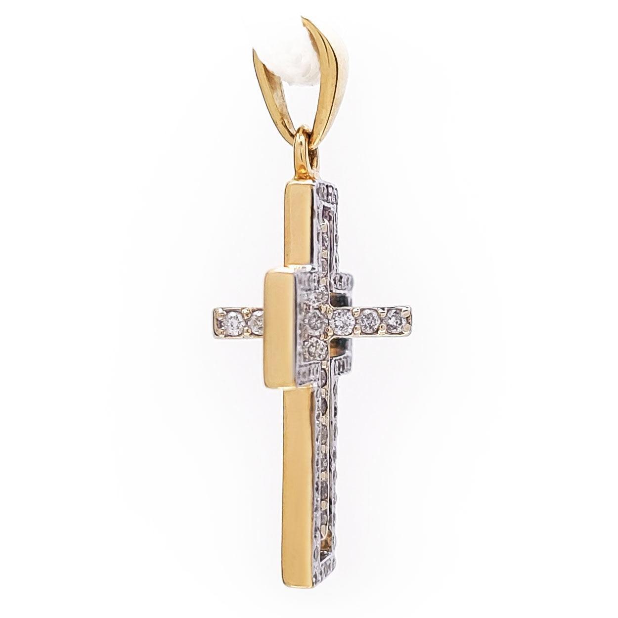 10k cross pendant with small diamonds store 2.3g