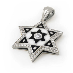 14k-gold-star-of-david-necklace-with-diamonds-and-enamel-null - bluewhiteshop