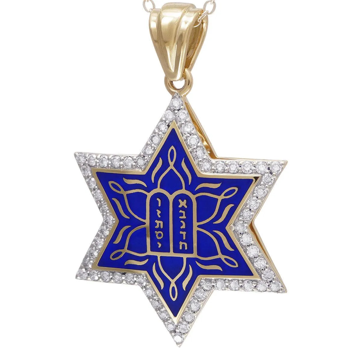 14k-gold-star-of-david-necklace-with-enamel-and-60-diamonds-1 - bluewhiteshop