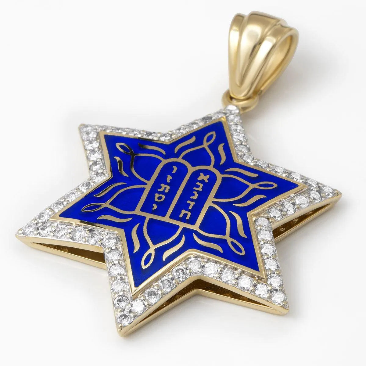 14k-gold-star-of-david-necklace-with-enamel-and-60-diamonds-2 - bluewhiteshop