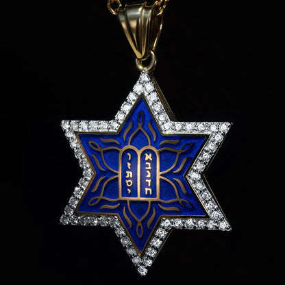 14k-gold-star-of-david-necklace-with-enamel-and-60-diamonds-4 - bluewhiteshop