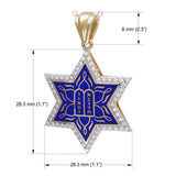 14К Gold Star of David Necklace with Enamel and 60 Diamonds - bluewhiteshop