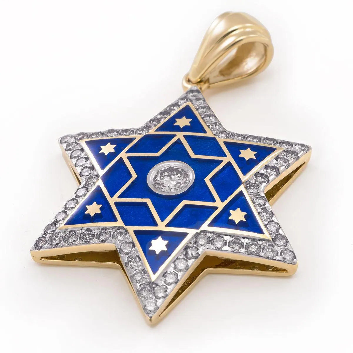 14k-gold-star-of-david-necklace-with-enamel-and-61-diamonds-2 - bluewhiteshop