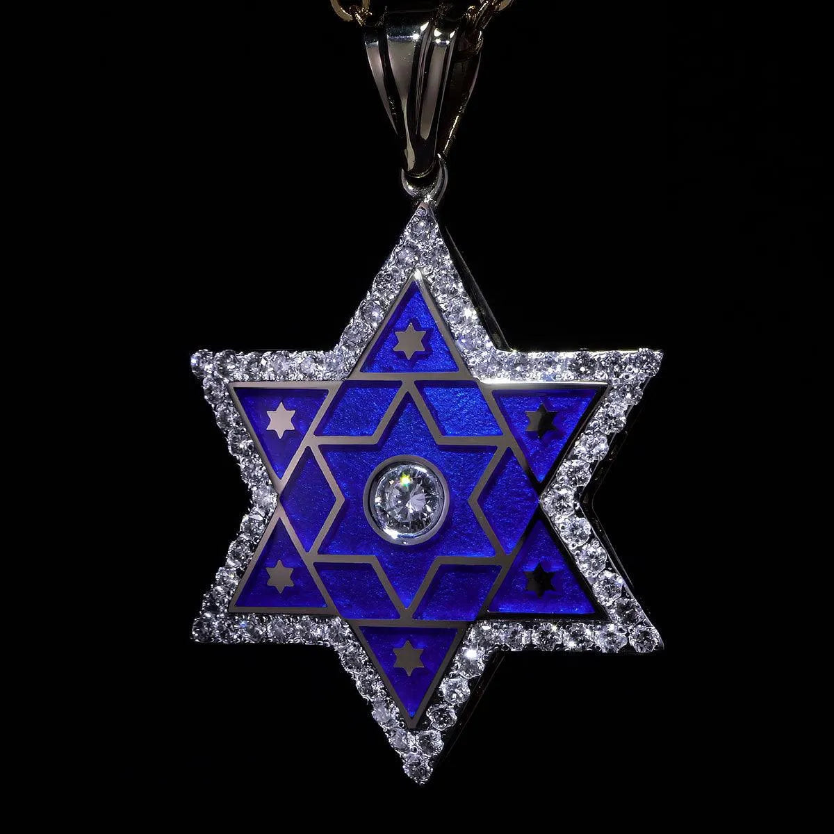 14k-gold-star-of-david-necklace-with-enamel-and-61-diamonds-4 - bluewhiteshop