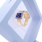 14K gold Star of David Ring with 90 diamonds and Blue Enamel - bluewhiteshop