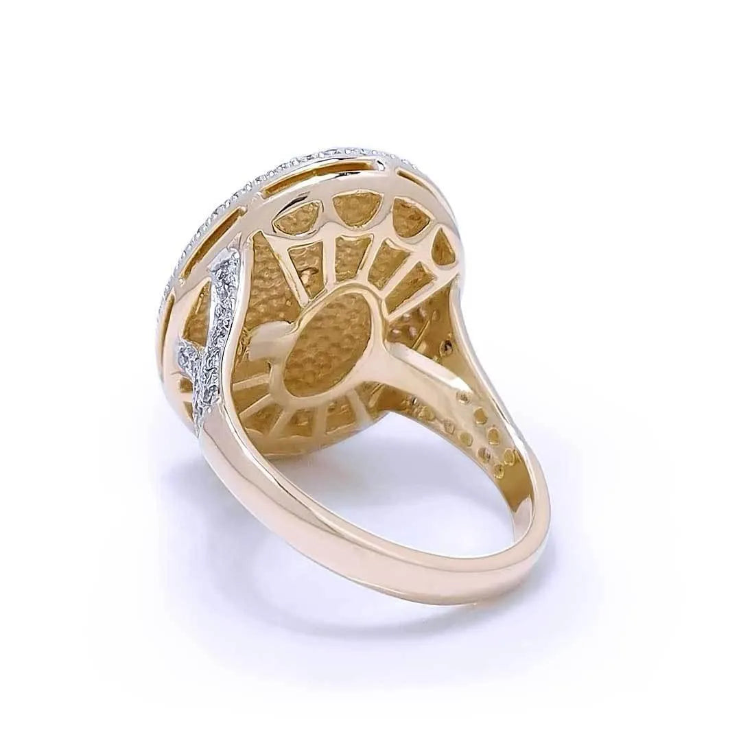 14K Gold Women Star of David Ring with 113 Diamonds and Blue Enamel - bluewhiteshop