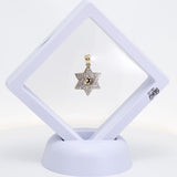 14К White and Yellow Gold Star of David Necklace with 36 Diamonds - bluewhiteshop