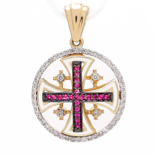 Jerusalem Cross Medal - 14 KT Gold - Catholic Saint Medals