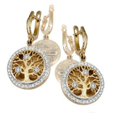 14K Yellow Gold Tree of Life Diamonds Earrings Jewelry Jerusalem - bluewhiteshop