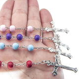 4 pcs Multicolored Scented Rosary Beads with Jerusalem Cross and Crucifix 18.5" - bluewhiteshop