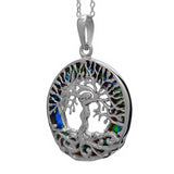 925 Silver Tree of Life Pendant with Abalone Shell - bluewhiteshop