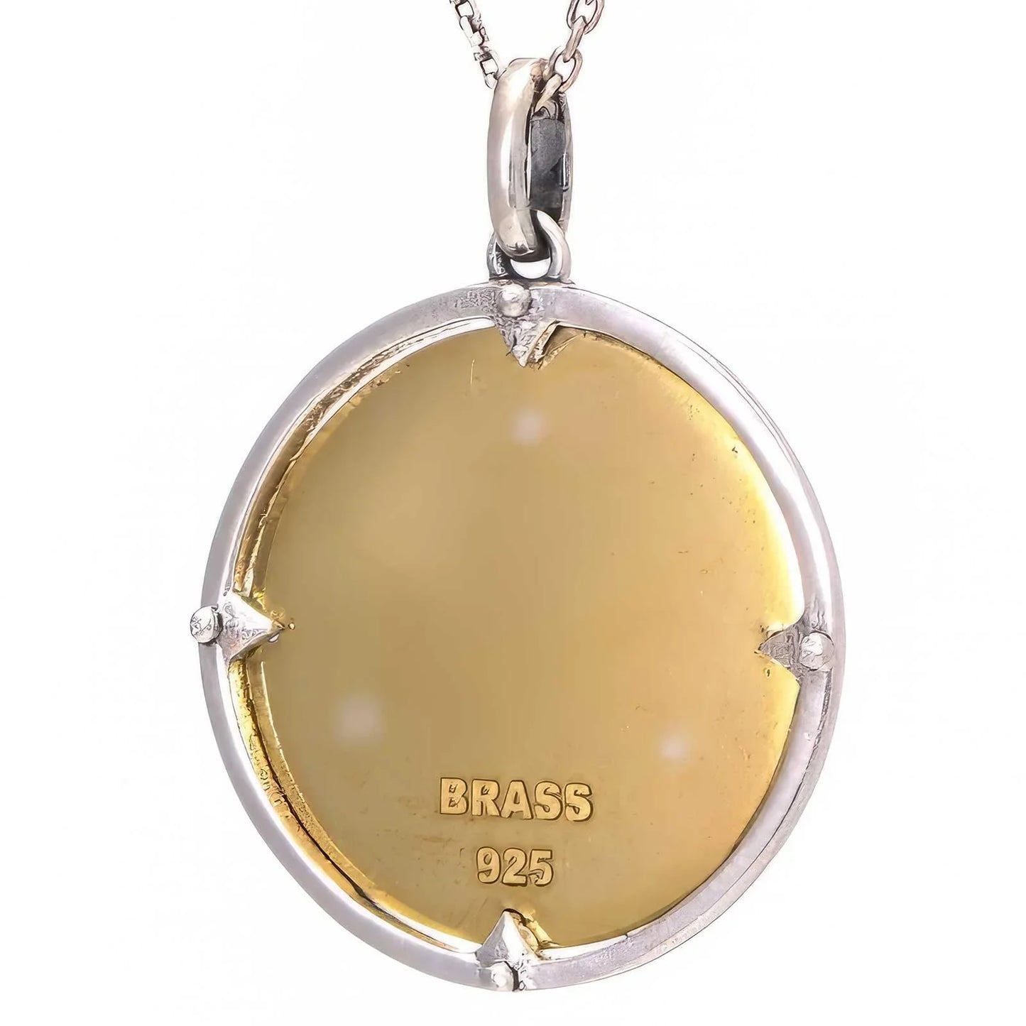 925 Sterling Silver and Brass Star of David Necklace - bluewhiteshop